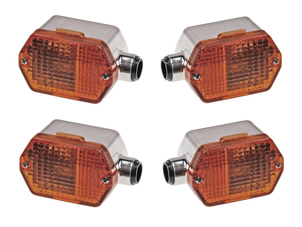 Blinker Set Eckig Chrom Orange E-Geprüft für Simson SR50 S50 S51 S70 MZ ETZ, Blinker, Beleuchtung, Verschleissteile
