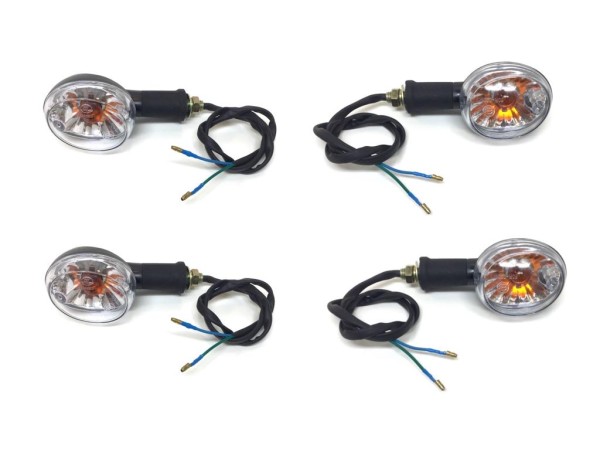 Blinker Set 4 Stück Halogen Klar Oval E-Geprüft 12V für Motorrad Enduro Roller